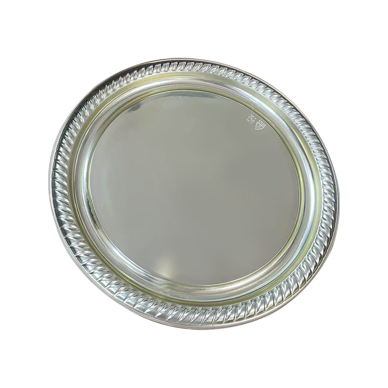 Sølv vifteformet kant cirkulær bakke